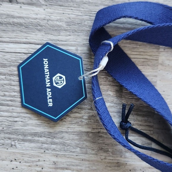 Jonathan Adler White Navy Feather Medallion 2 Sided Beach Talulla Large Tote NWT - Picture 16 of 16